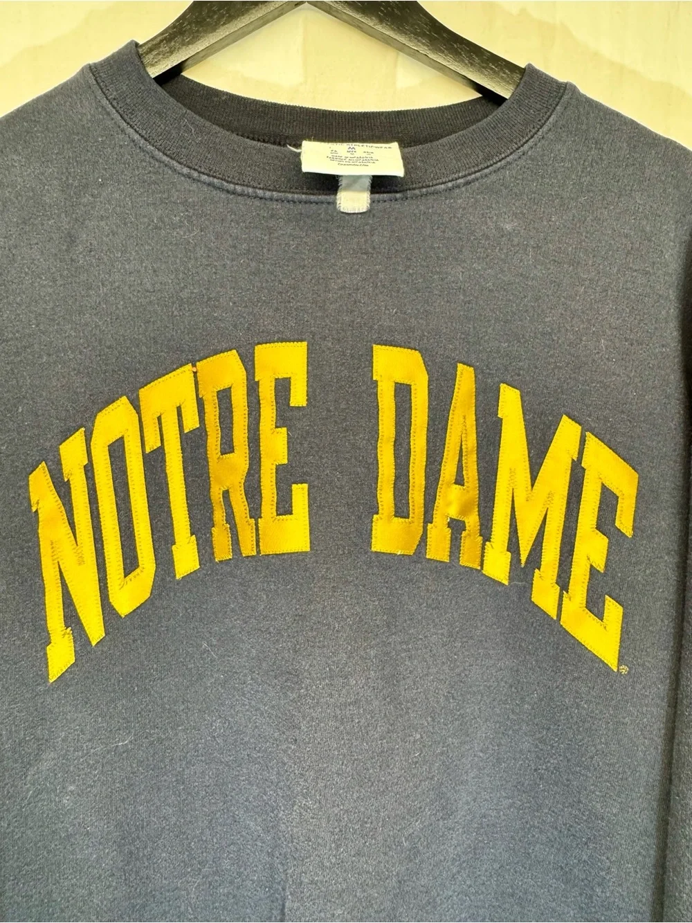 Champion Navy Crewneck Sweatshirt with Gold Notre Dame Arch